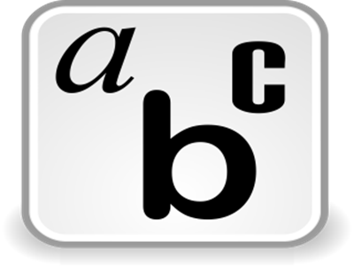 The letters a, b and c