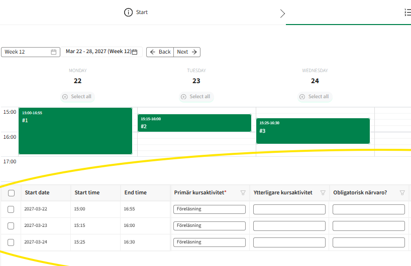 Screenshot of the form in TimeEdit