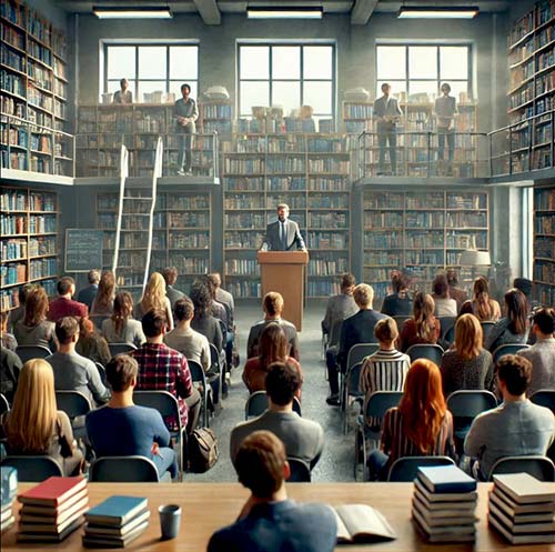 En utbildningskonferens så som AI tolkar det..