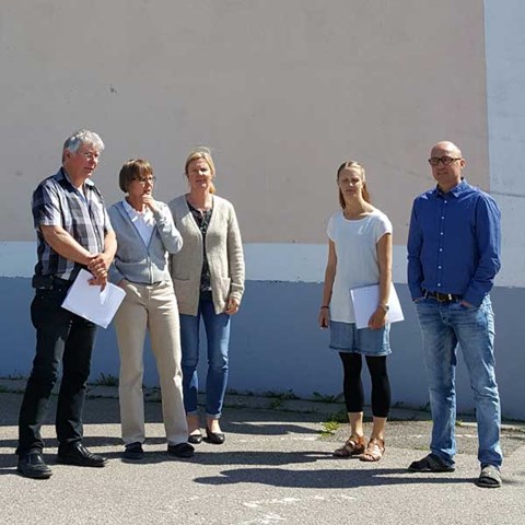 Från höger: Birger Norberg, externrevisor från SP följt av Johanna Mattila, Anna-Lena Klerks, Frida Sundqvist och Anders Adill från Institutionen för akvatiska resurser, SLU. Foto: SLU.
