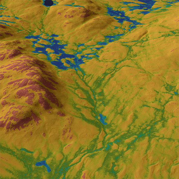 SLU Markfuktighetskartor. 3D-bild.