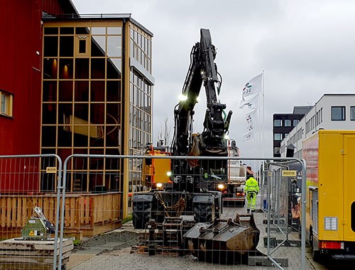 Grävning efter vattenläcka på Ultuna, foto.