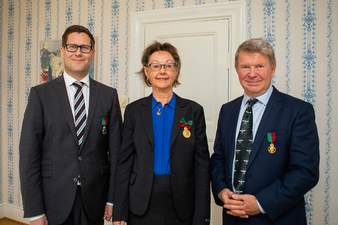 De tre medaljmottagarna Johan Lundqvist, Ing-Marie Gren och Ulf Magnusson, foto.