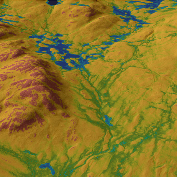 Symbolbild för SLU Markfuktighetskartor. Illustration.