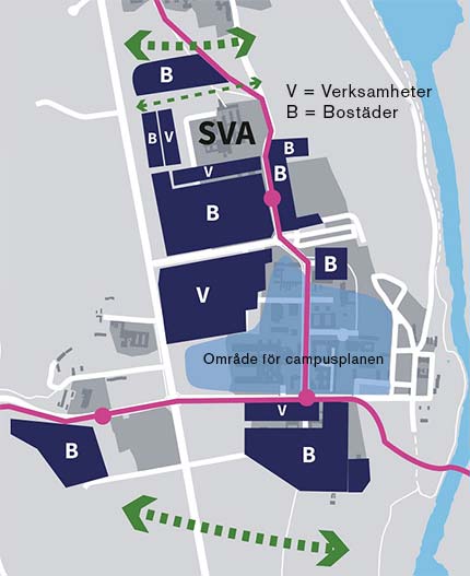 Karta över södra Uppsala.