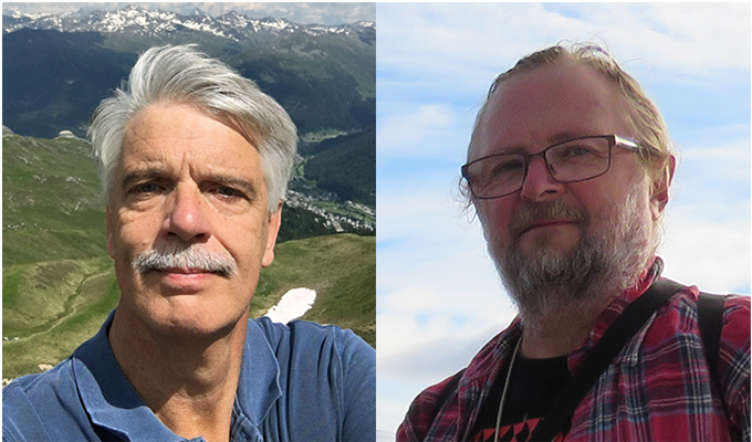 Till vänster, Willem Goedkoop, koordinator för program Fjäll/Arktis på SLU och till höger, Mora Aronsson, biträdande koordinator. Foton.