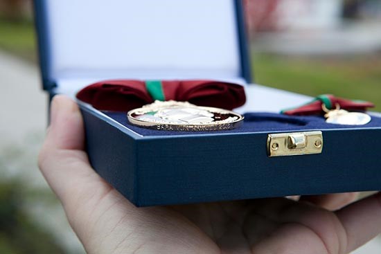 One of SLU's Medals for Distinguished Service, photo.