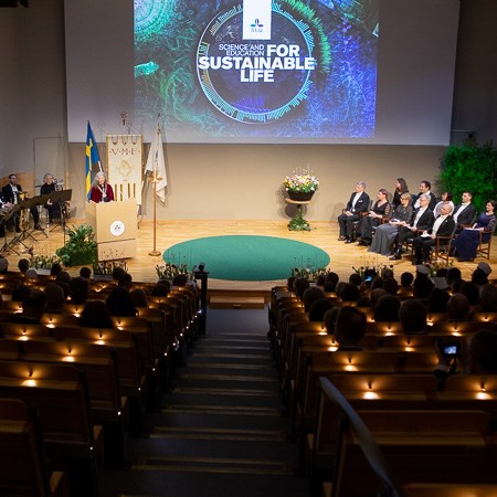 Picture of the stage in the inauguration of new professors at SLU in Uppsala.
