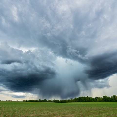 Storm over arable land
