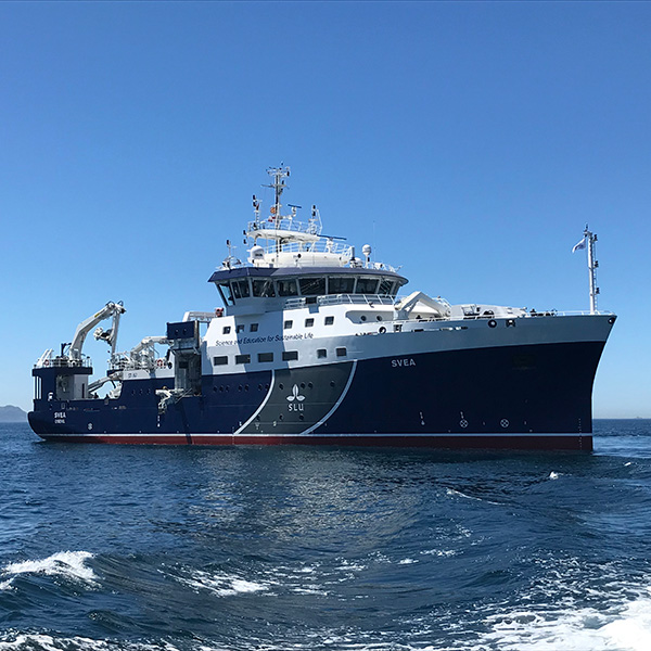 SLU:s forskningsfartyg R/V Svea i Vigobukten, Spanien. Foto.