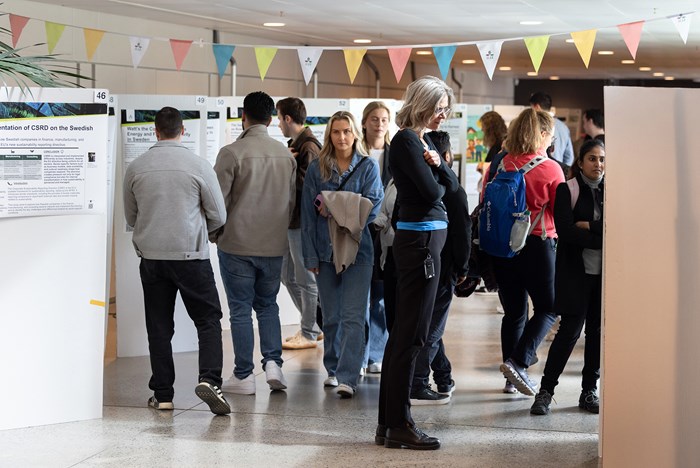 Students and guests walking through the poster exhibition. Photo Johan Wahlgren